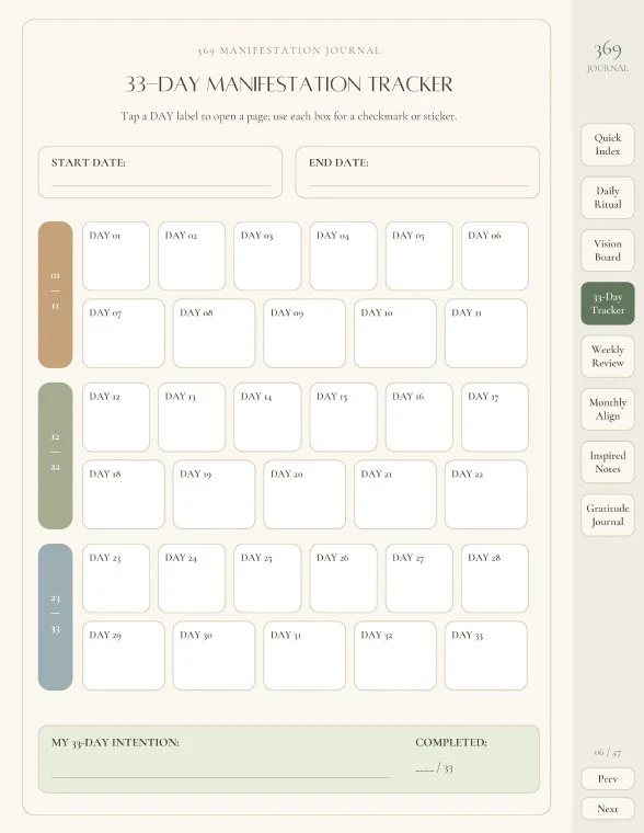 Preview of the 33-day tracker